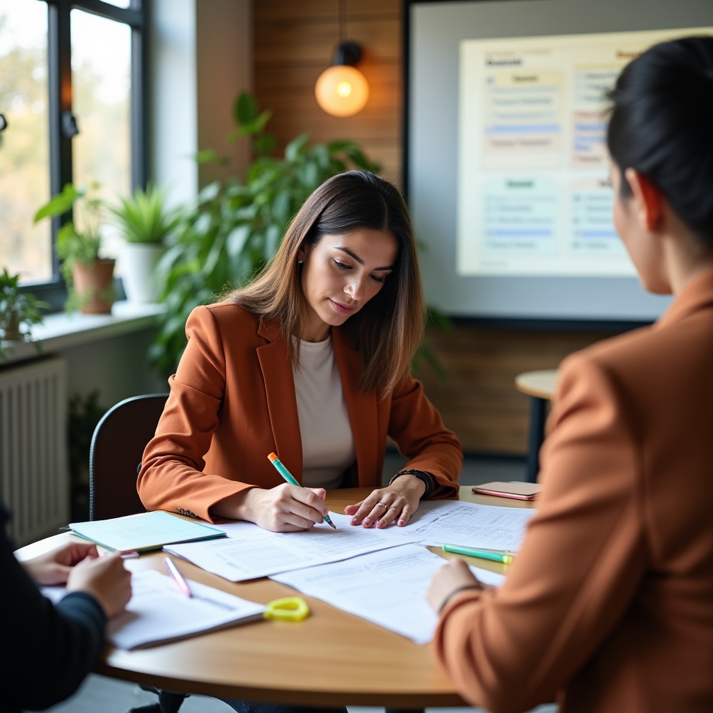 Entrepreneur working through a budget planning exercise at a workshop